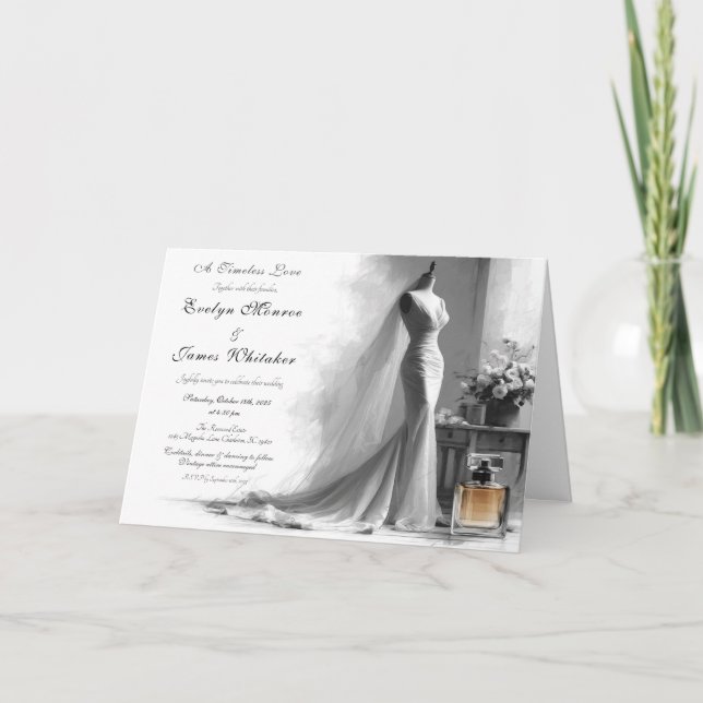 Convite de Casamento Desenho Romântico Vintage Noi (Frente)