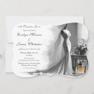 Convite de Casamento Desenho Romântico Vintage Noi
