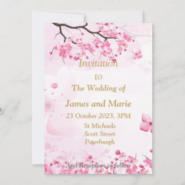 Convite de casamento deslumbrante, flor de cerejei