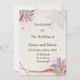 Convite de casamento deslumbrante, folhas outonais