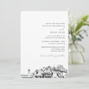 Convite de Casamento Destino com Paisagem Urbana d