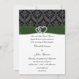 convite de casamento diamante verde damask