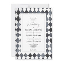 Convite de Casamento Diamantes Preto e Branco