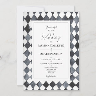 Convite de Casamento Diamantes Preto e Branco