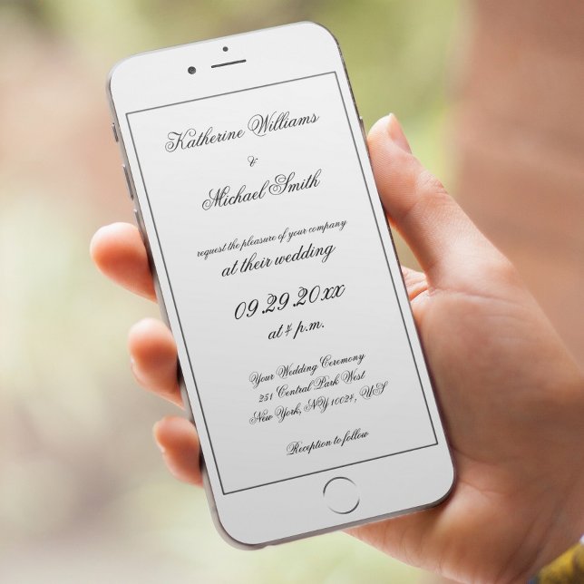 Convite de Casamento Digital Branco Minimalista El (Criador carregado)