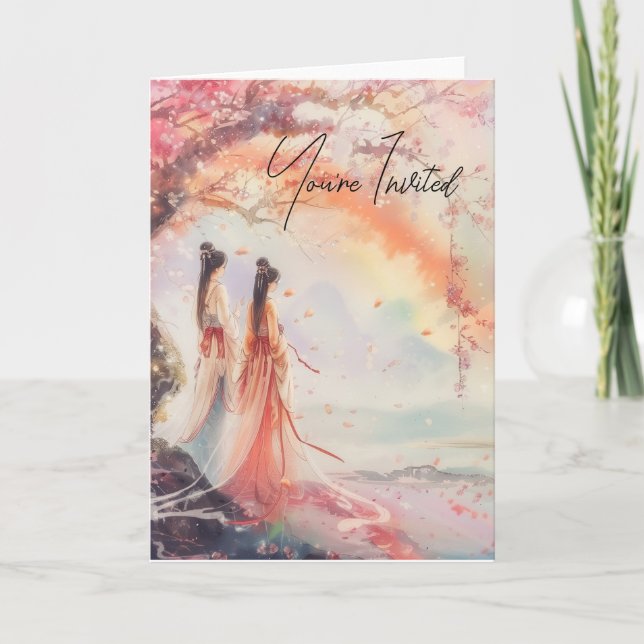 Convite de casamento digital de duas marcas (Frente)