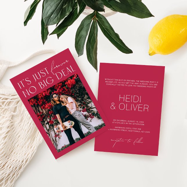 Convite de casamento digital magenta com brilho mí (Criador carregado)