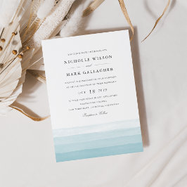 Convite De Casamento Dip Dye Watercolor | Aqua