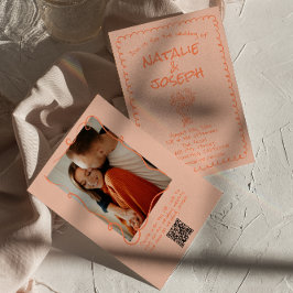 Convite de Casamento Divertido com Código QR de Co