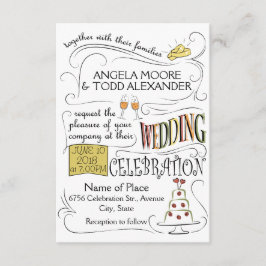 Convite de casamento divertido e colorido