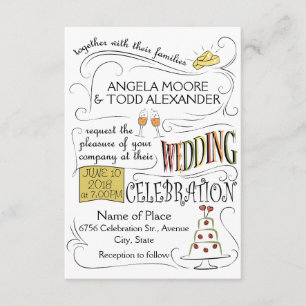 Convite de casamento divertido e colorido