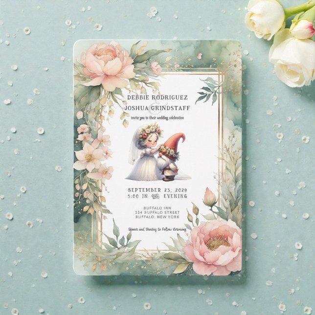 Convite de Casamento Divertido Gnomos Caprichosos  (Criador carregado)