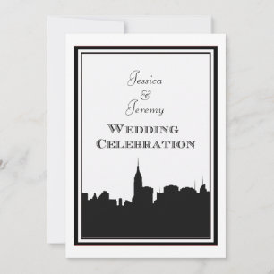 Convite de Casamento DIY Silhueta da Cidade de Nov