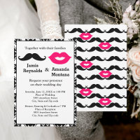 Convite de casamento do bigode preto e Lábios rosa