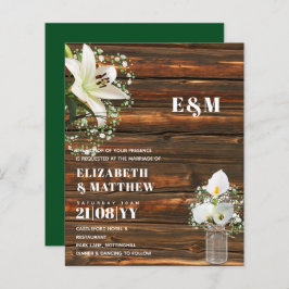 CONVITE DE CASAMENTO do BUDGET Calla Lily Chic Sha