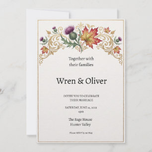 Convite de Casamento do Cardo do Maple Canadense E