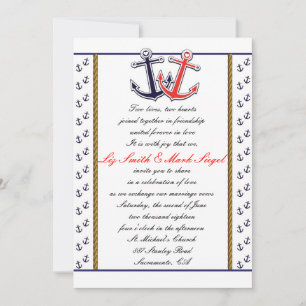 Convite de Casamento do Casal de Amor Âncora Náuti