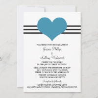 Convite de casamento do coração, azul