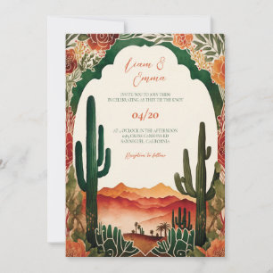 Convite de Casamento do Deserto de Cactus Mexicano