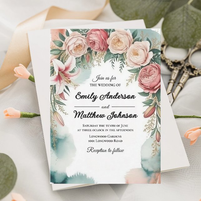 Convite De Casamento Do Designer De Arch Floral (Criador carregado)