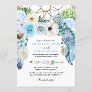 Convite de Casamento do Dreamcatcher Blue Boho