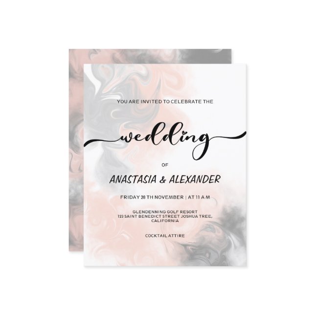 Convite de casamento do Elegante. (Frente/Verso In Situ)