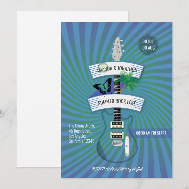 Convite de Casamento do Festival de Rock de Verão (Frente/Verso)