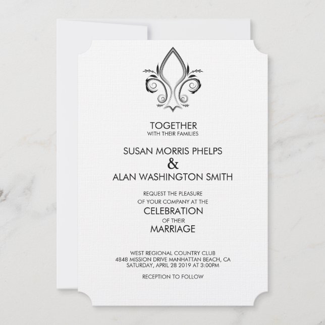 Convite De Casamento Do Ícone Fleur De Lis (Frente)