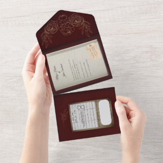 Convite De Casamento Do Livro De Rosas De Borgonha
