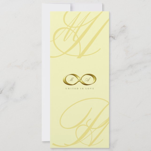 Convite de casamento do logotipo Dourado Love Infi (Frente)
