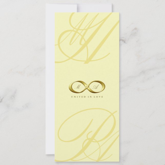 Convite de casamento do logotipo Dourado Love Infi (Frente)