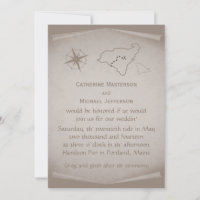 Convite de casamento do mapa do tesouro, Beige