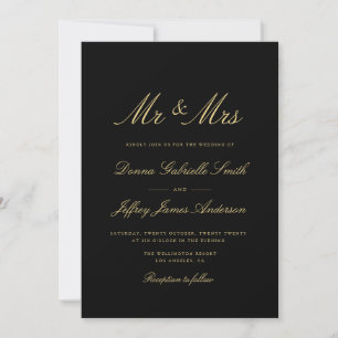 convite de casamento do MR & MRS preto para script