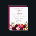 Convite De Casamento Do Orçamento Floral De Vinho<br><div class="desc">Convite De Casamento Do Orçamento Floral De Vinho Vermelho Burgundy</div>