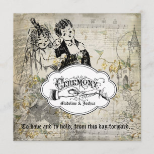 Convite de casamento do pássaro e dos noivos das