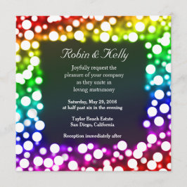 Convite de casamento do Rainbow bokeh