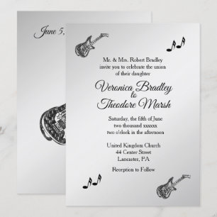 Convite De Casamento Do Tema Da Guitarra De Silver
