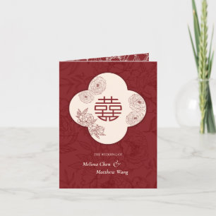 Convite de Casamento Doblado Floral Chinês Inglês