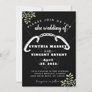 Convite de casamento doce e elegante preto com euc