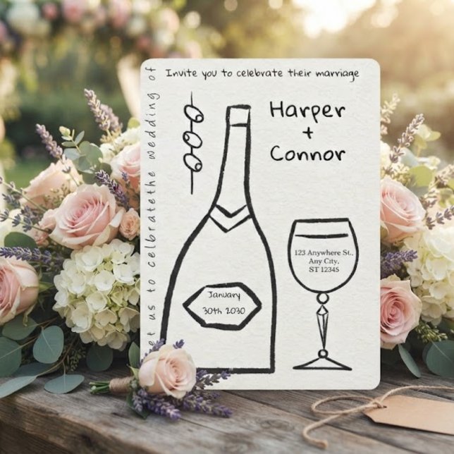 Convite de Casamento Doodle Fofo (Criador carregado)