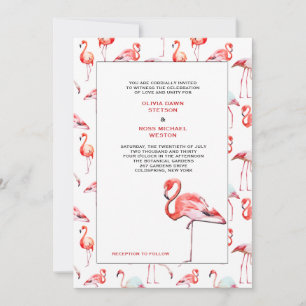 Convite de Casamento dos Belos Flamingos