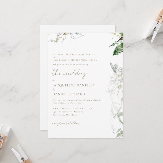 Convite de Casamento dos Pais Aquarela Sonhadora (Frente/Verso In Situ)