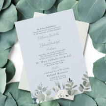 Convite de Casamento dos Pais da Noiva Floral Azul
