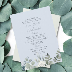 Convite de Casamento dos Pais da Noiva Floral Azul