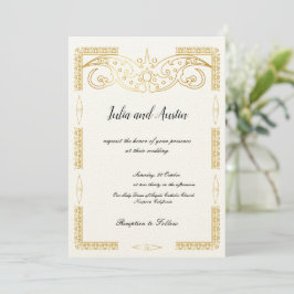 Convite de Casamento Dourado
