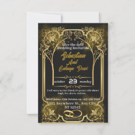 Convite de Casamento Dourado