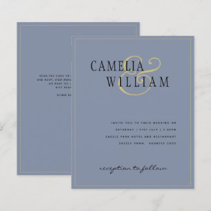 CONVITE DE CASAMENTO Dourado Azul com Derrame Clás
