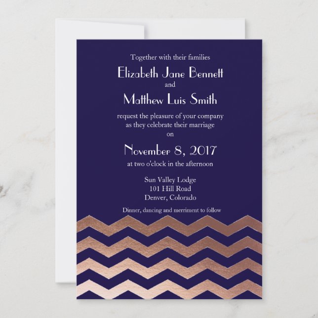 Convite de casamento Dourado cor-de-rosa de (Frente)