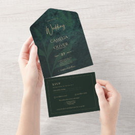 Convite de casamento Dourado da Floresta LeahG Eme