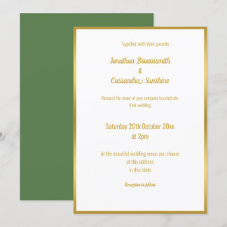 CONVITE DE CASAMENTO DOURADO DA SAGEM CLÁSSICA ELE